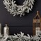24" Royal Oaks Flocked Wreath with Warm White Plug-In LED Lights Elegant Snow-Kissed Holiday Decoration